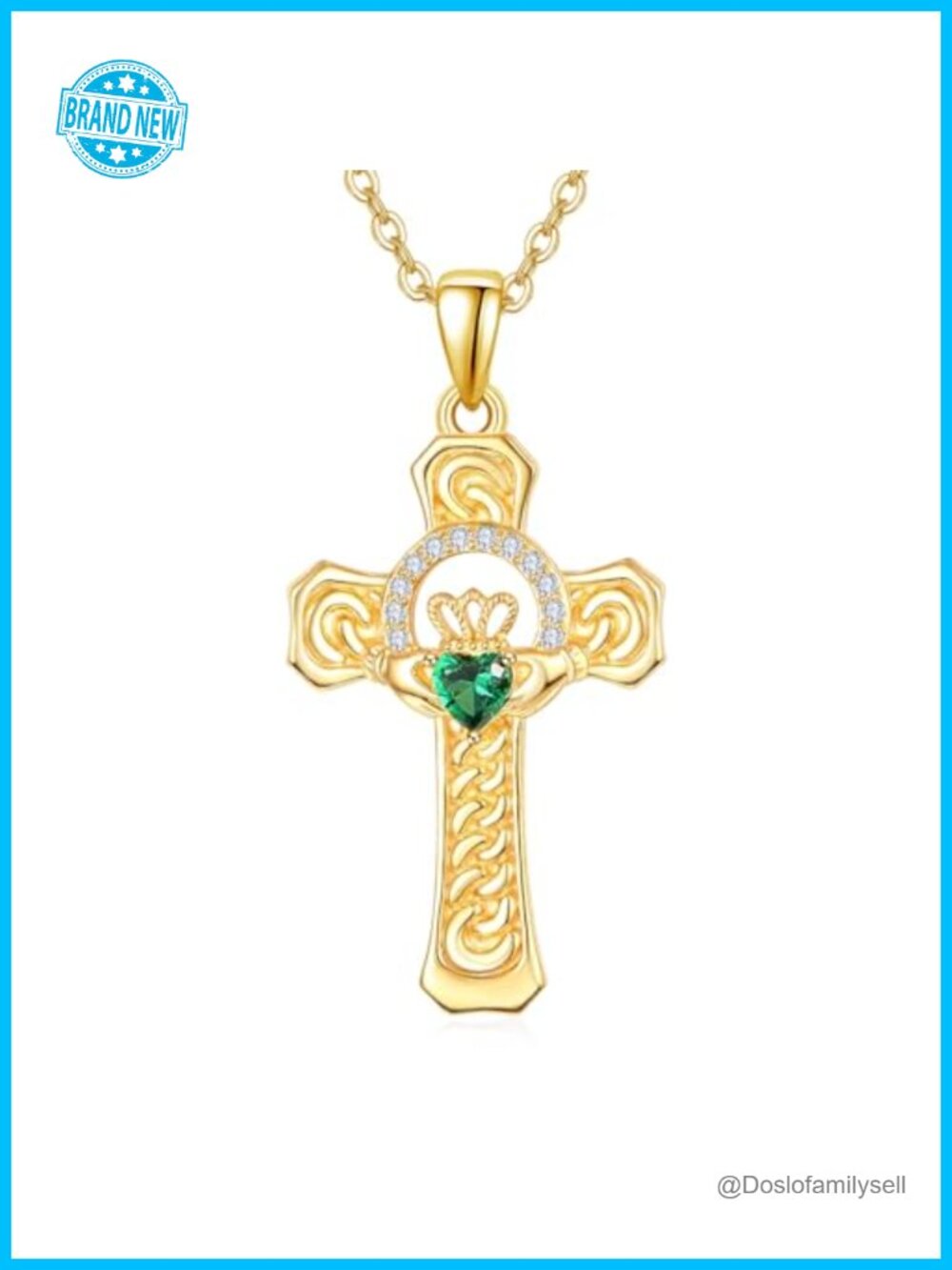 Sterling Silver Claddagh Cross Necklace Gold Plated Irish Pendant